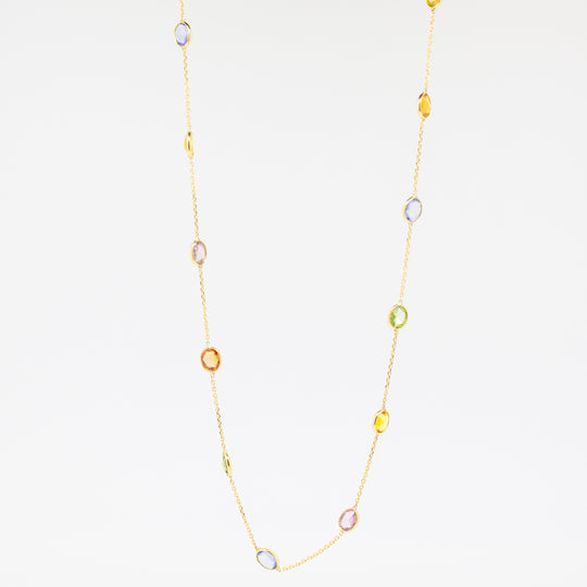 18ct Gold Multi-Coloured Sapphire Necklace