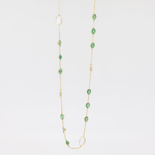 18ct Gold Emerald & Moonstone Necklace