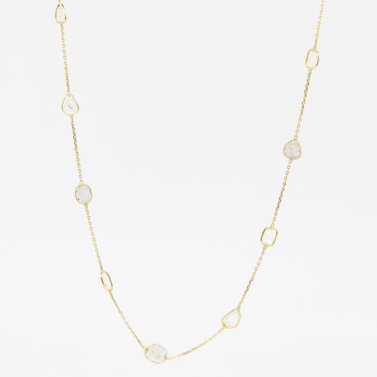 18ct Gold Sliced Diamond Necklace (16 inch)