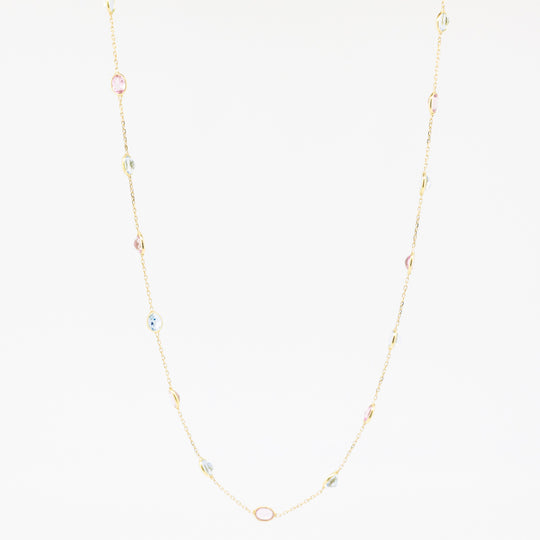 18ct Gold Aquamarine & Kunzite Necklace