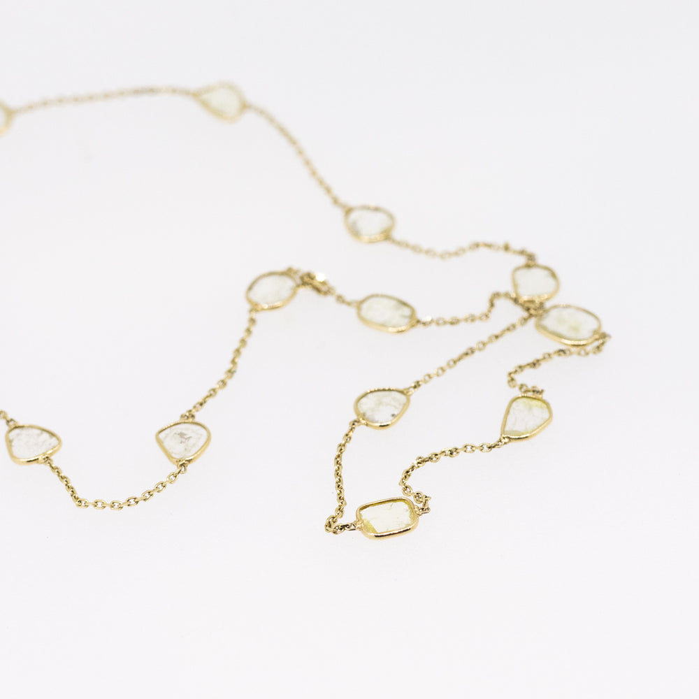 18ct Gold Sliced Diamond Necklace (18 inch)