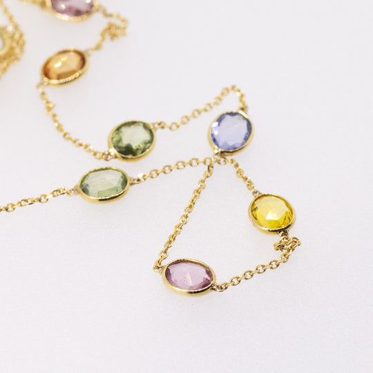 18ct Gold Multi-Coloured Sapphire Necklace