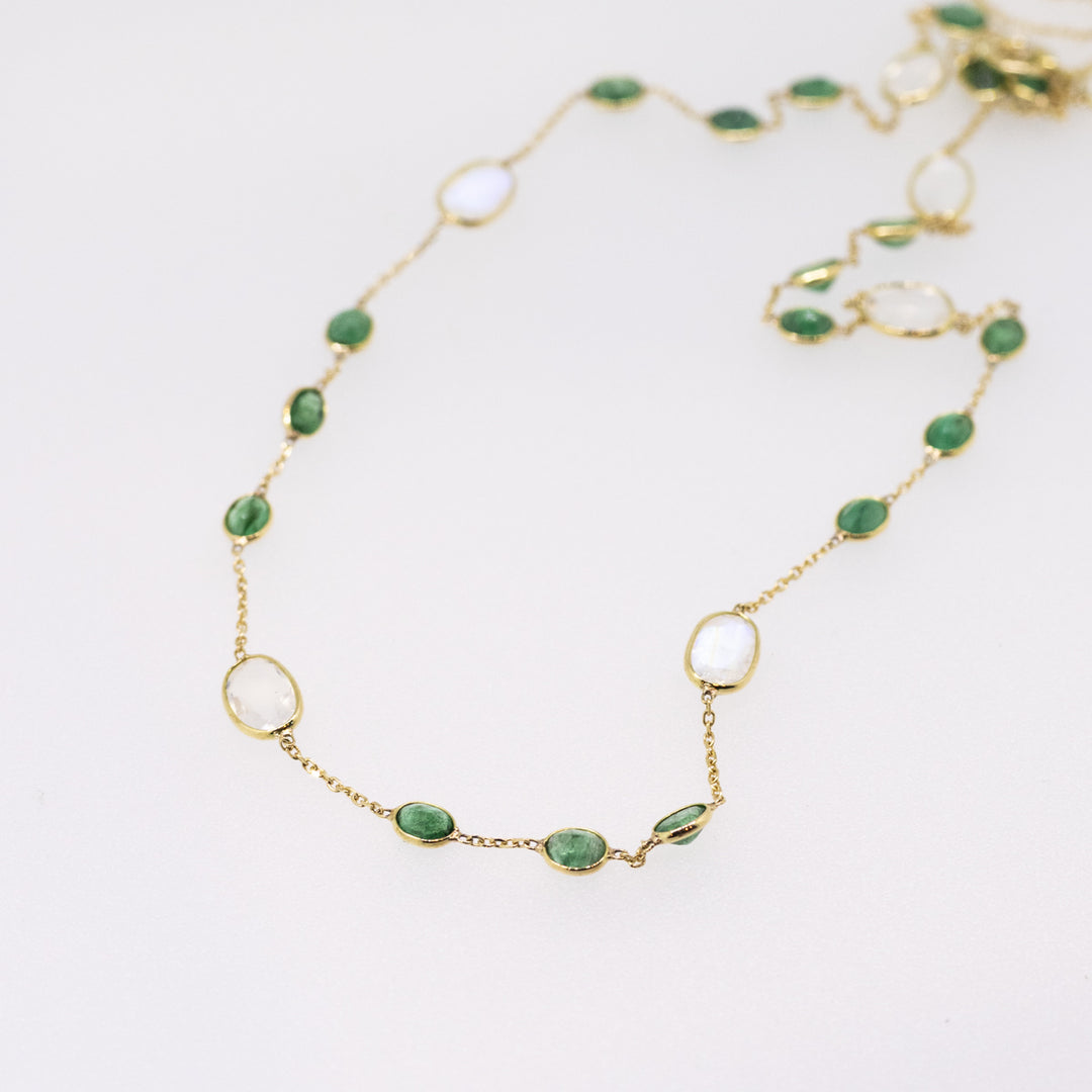 18ct Gold Emerald & Moonstone Necklace