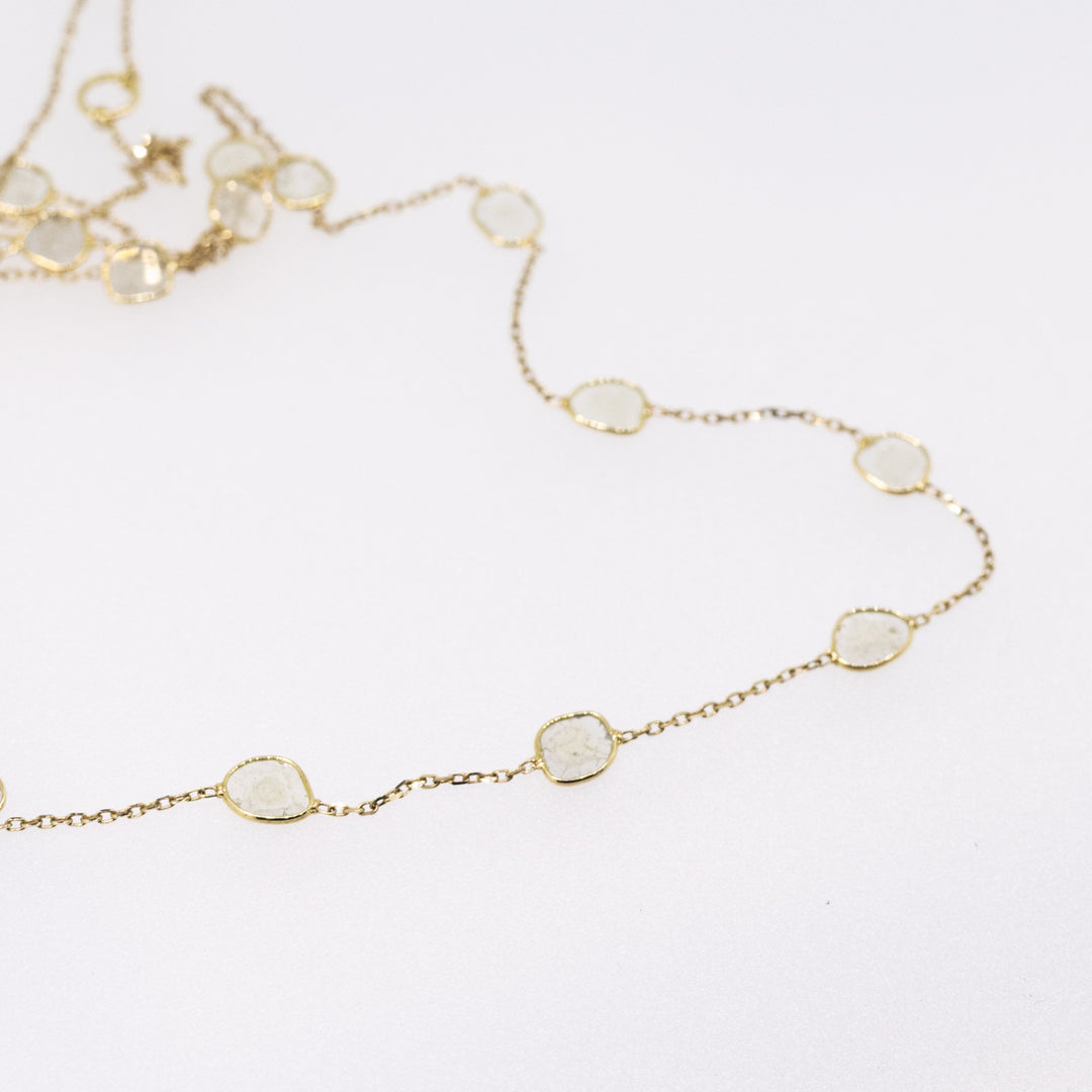 18ct Gold Sliced Diamond Necklace (18 inch)