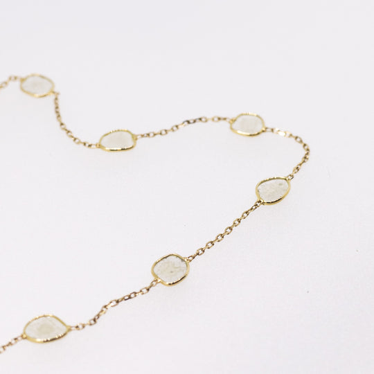 18ct Gold Sliced Diamond Necklace (16 inch)