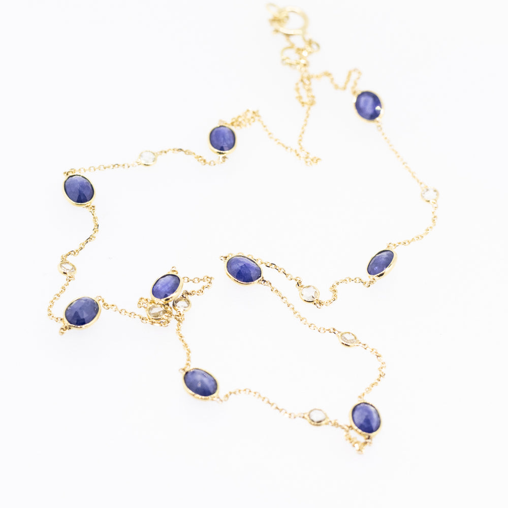 18ct Gold Sapphire & Diamond Necklace