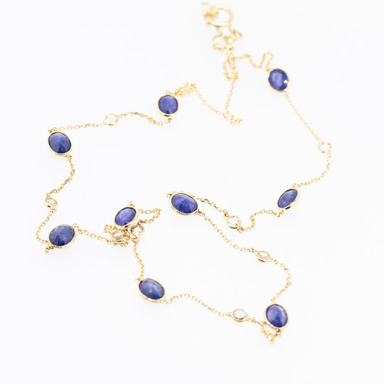 18ct Gold Sapphire & Diamond Necklace