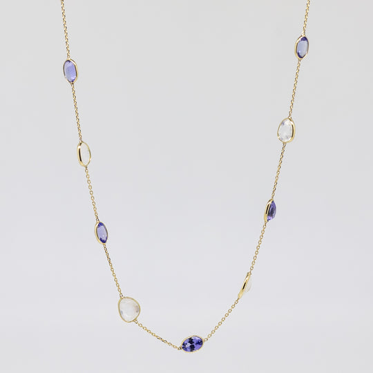 18ct Yellow Gold Tanzanite & Moonstone Necklace