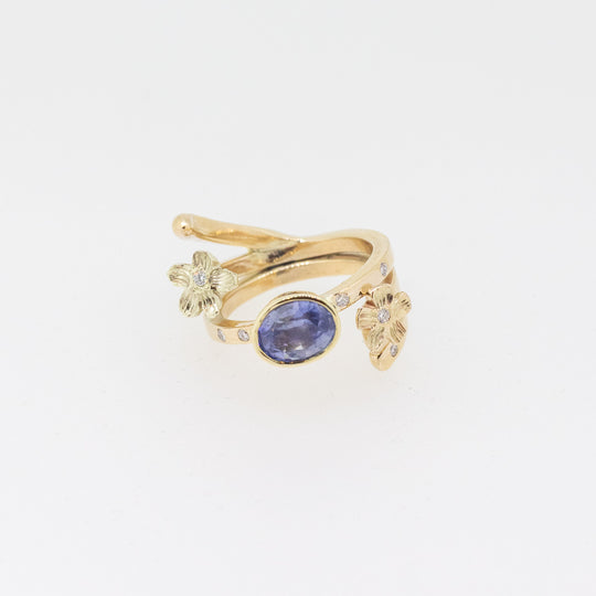 9ct Gold Blue Sapphire & Diamond Blue Ring