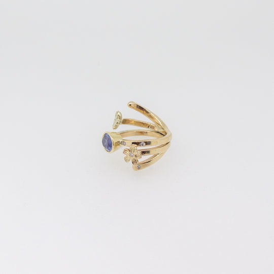 9ct Gold Blue Sapphire & Diamond Blue Ring