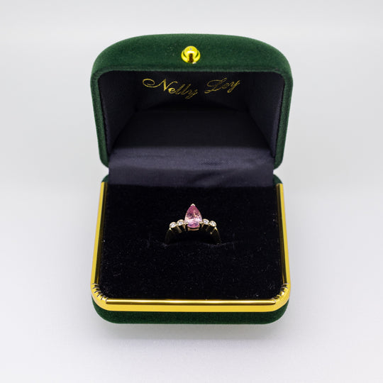 9ct Gold Padparadscha Sapphire & Diamond Pink Ring