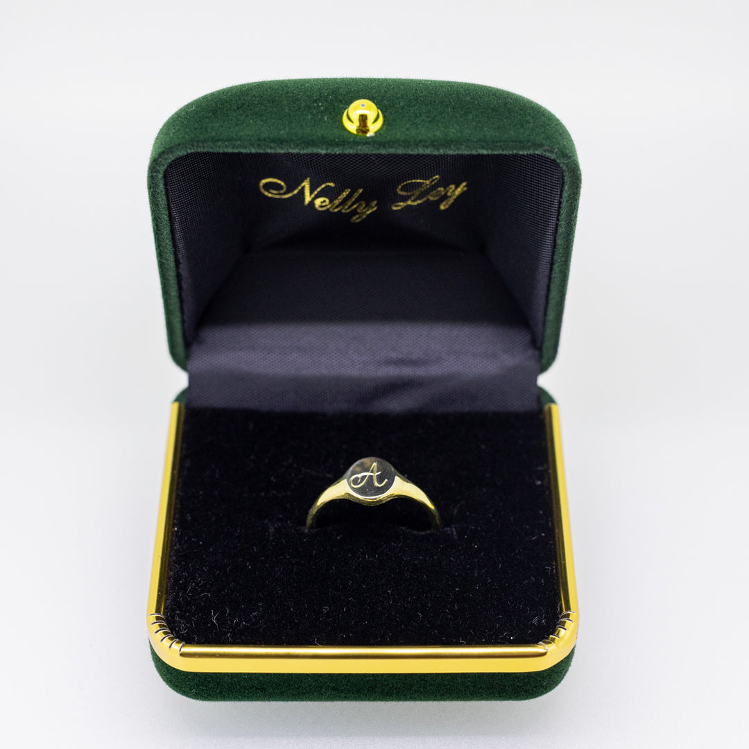 9ct Gold Hand-Engraved Oval Signet Ring