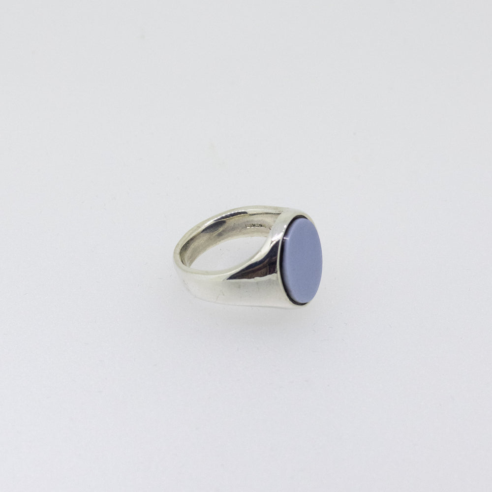 Sterling silver Hand-Engraved Oval Signet Ring