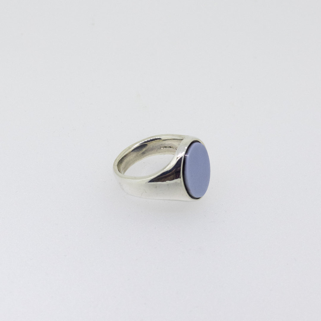 Sterling silver Hand-Engraved Oval Signet Ring
