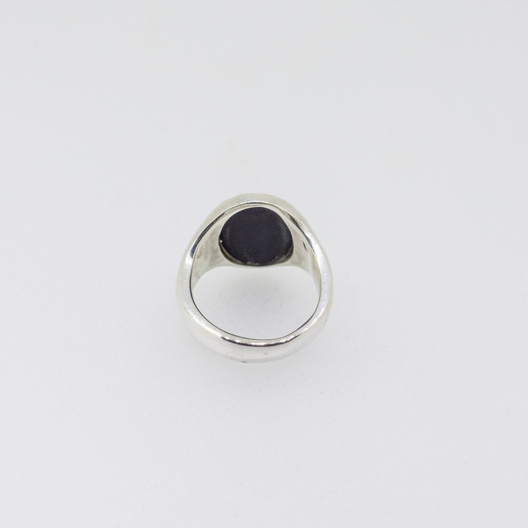 Sterling silver Hand-Engraved Oval Signet Ring