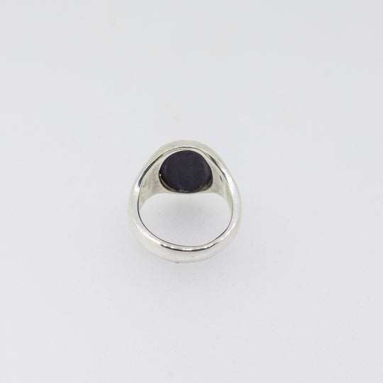 Sterling silver Hand-Engraved Oval Signet Ring