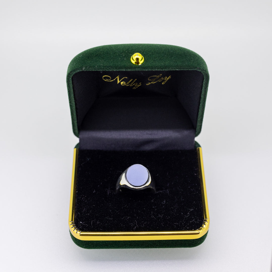 Sterling silver Hand-Engraved Oval Signet Ring