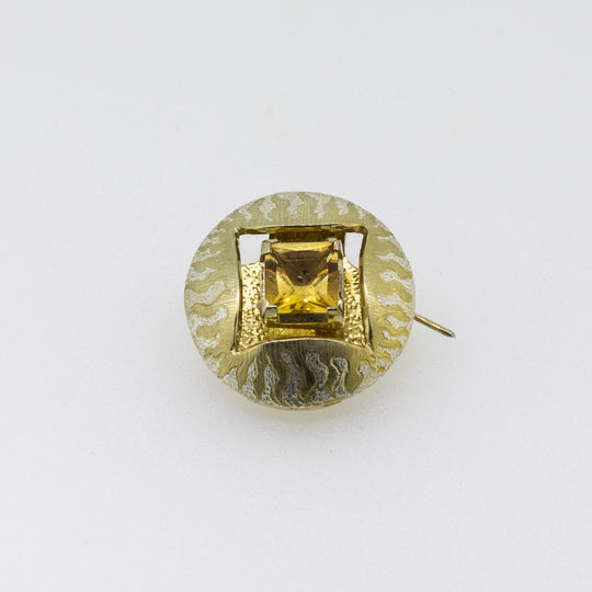 Sterling Silver Gold-Plated Citrine Brooch