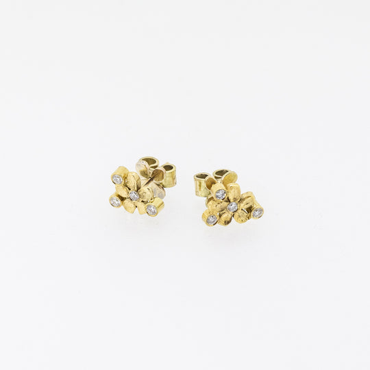 18ct Gold Floral Diamond Earrings
