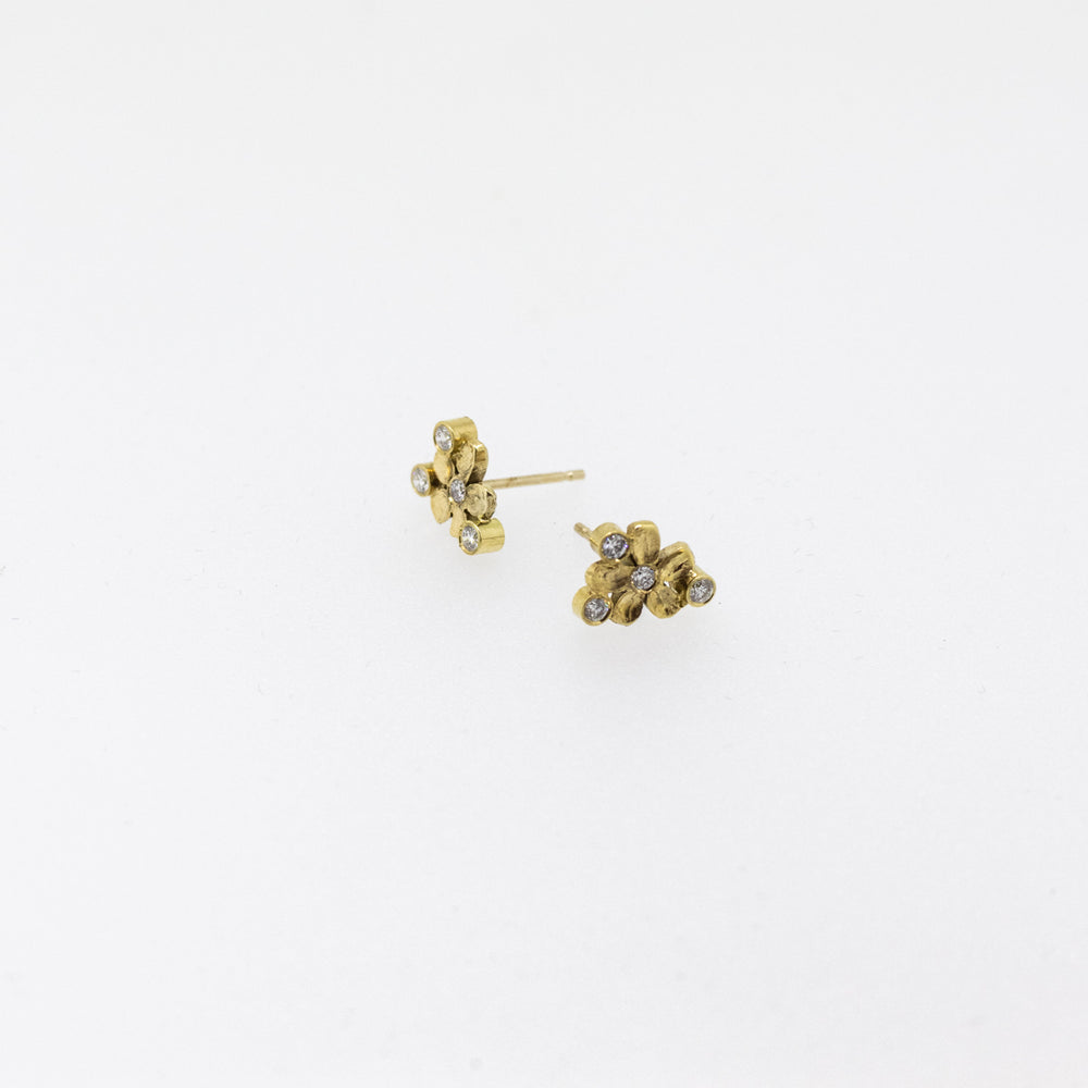 18ct Gold Floral Diamond Earrings