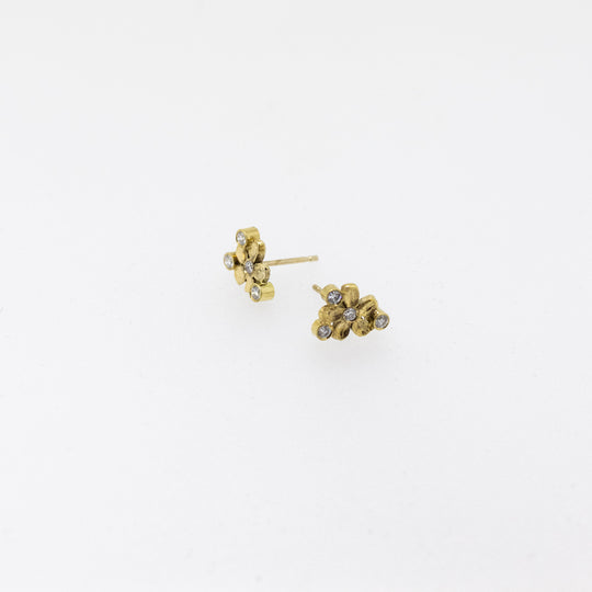 18ct Gold Floral Diamond Earrings