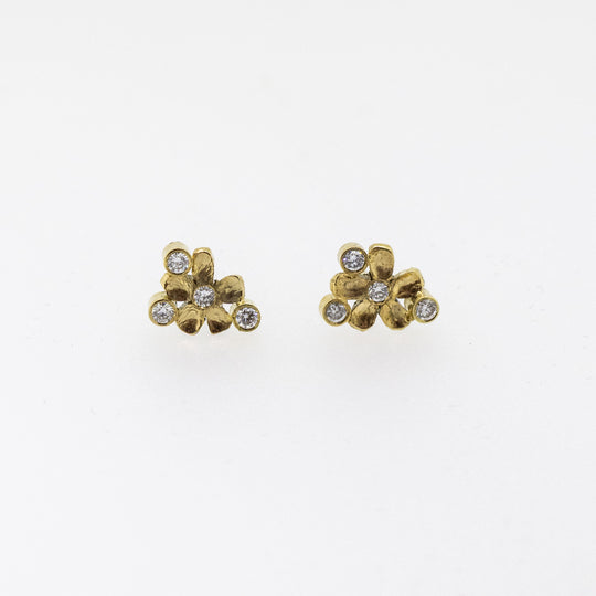 18ct Gold Floral Diamond Earrings