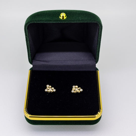 18ct Gold Floral Diamond Earrings