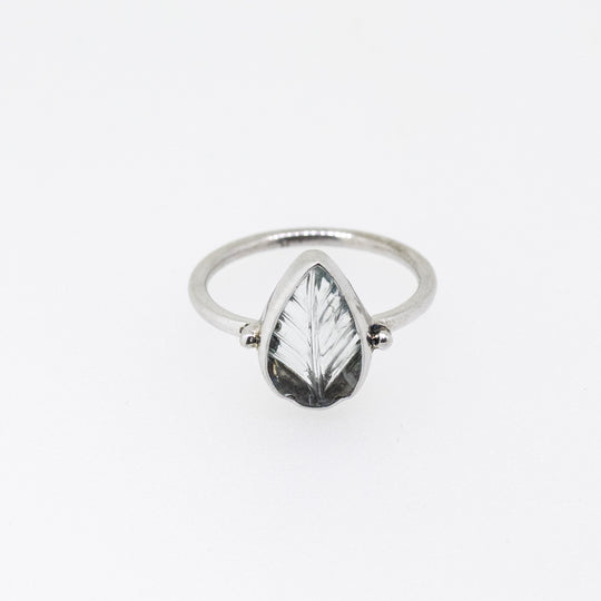 Sterling Silver Hand-Carved Aquamarine Ring