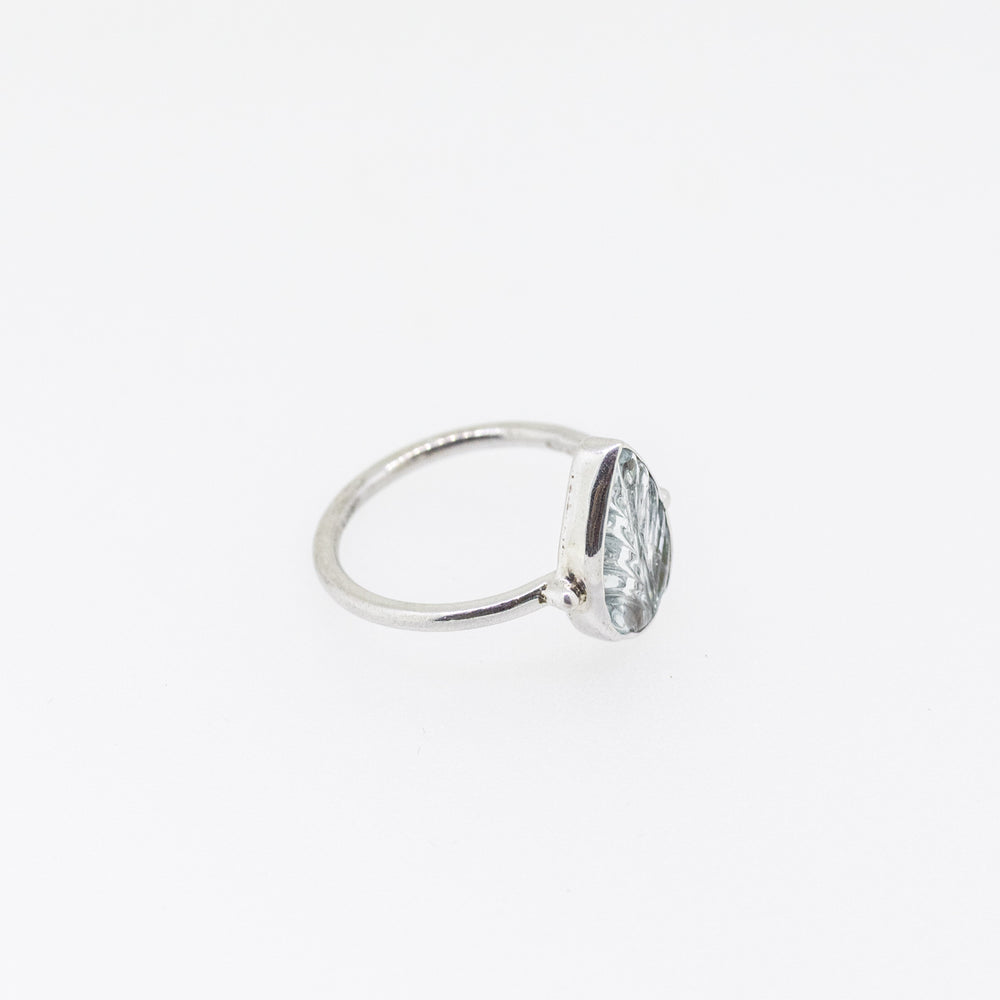 Sterling Silver Hand-Carved Aquamarine Ring