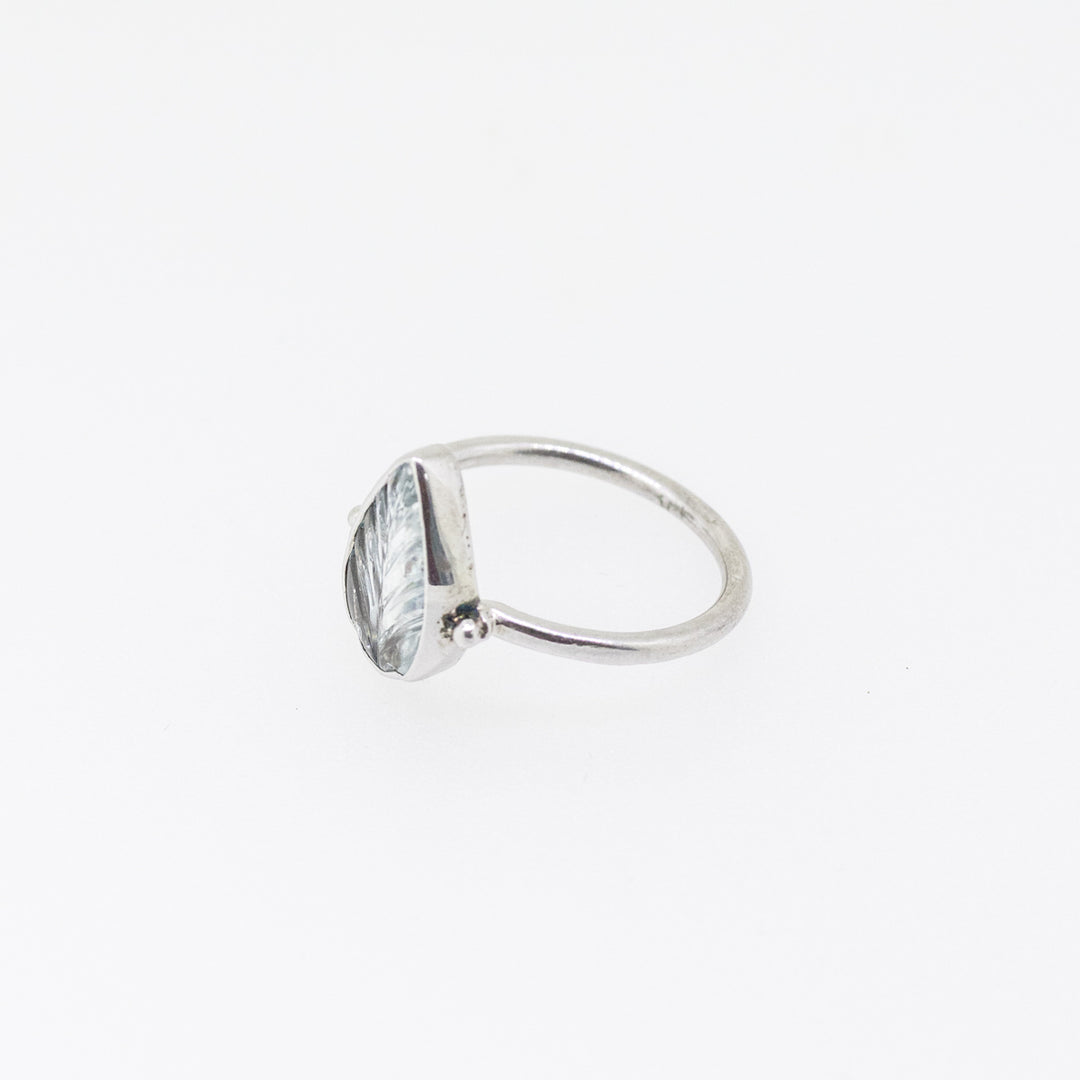 Sterling Silver Hand-Carved Aquamarine Ring