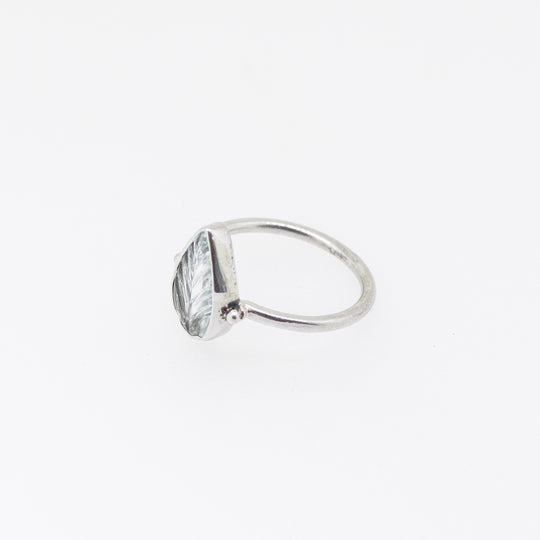 Sterling Silver Hand-Carved Aquamarine Ring