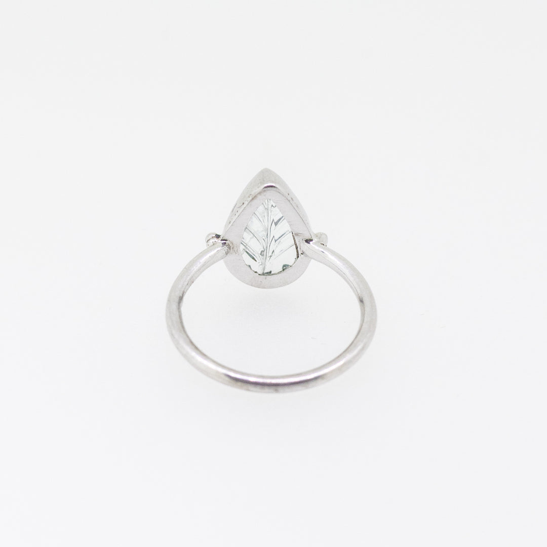 Sterling Silver Hand-Carved Aquamarine Ring