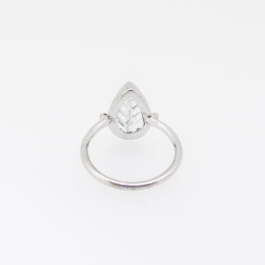 Sterling Silver Hand-Carved Aquamarine Ring