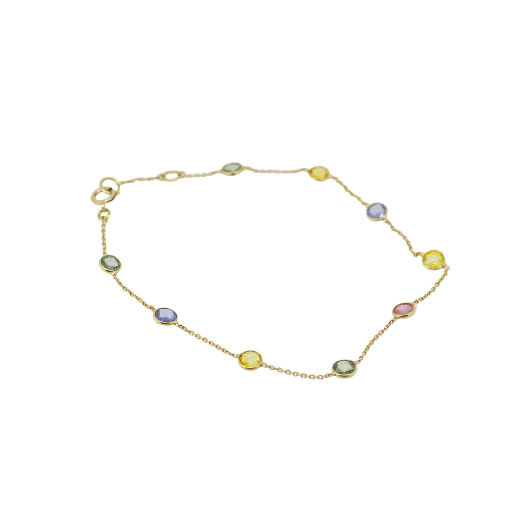 18ct Gold Multi-Coloured Sapphire Bracelet