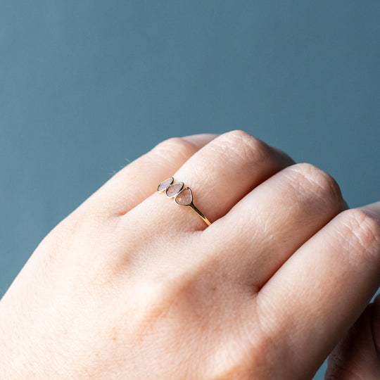 9ct Gold Trio Sliced Diamond Ring