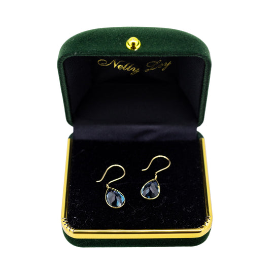 18ct Gold London Blue Topaz Earrings