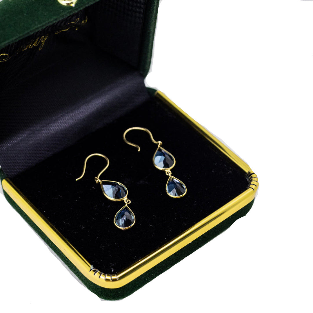 18ct Gold London Blue Topaz Earrings