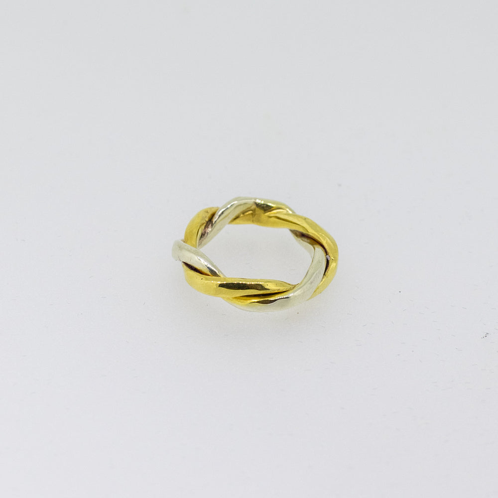 9ct Yellow & White Gold Twisted Wedding Band