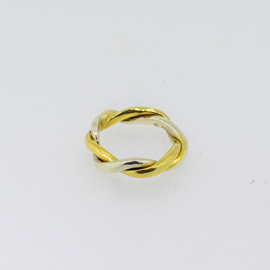 9ct Yellow & White Gold Twisted Wedding Band
