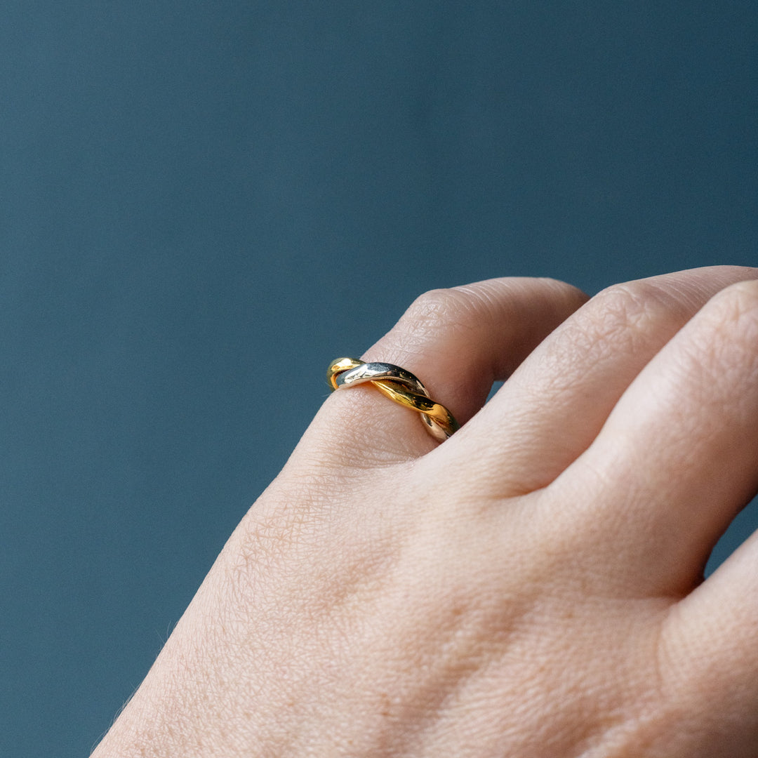 9ct Yellow & White Gold Twisted Wedding Band