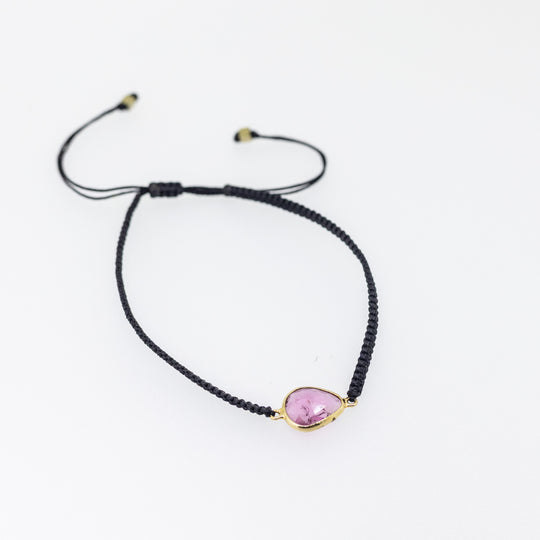 Personalised Gemstone Bracelet in 9ct Gold with Hair-Plated Band