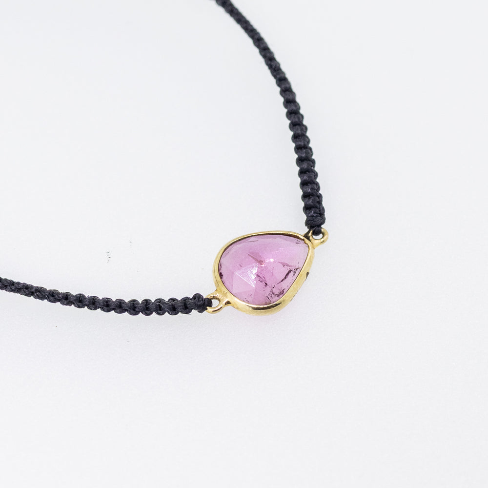 Personalised Gemstone Bracelet in 9ct Gold with Hair-Plated Band