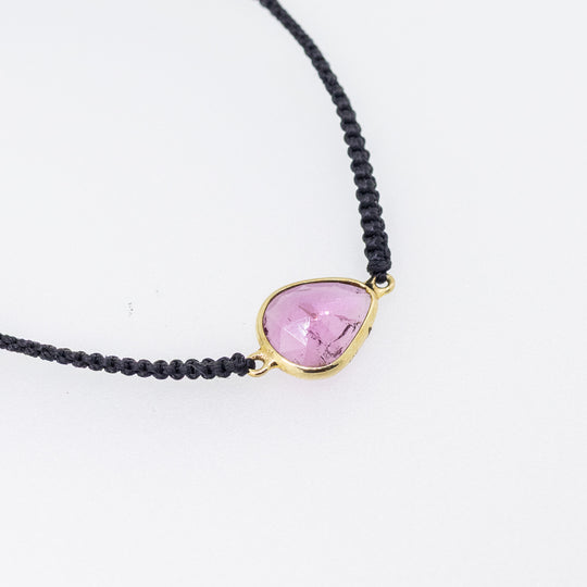 Personalised Gemstone Bracelet in 9ct Gold with Hair-Plated Band