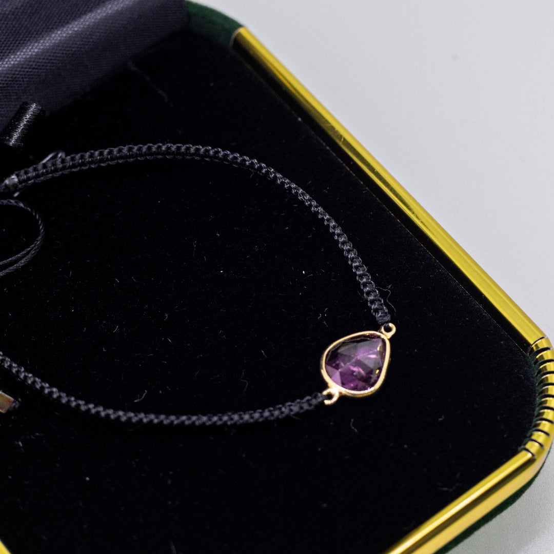 Personalised Gemstone Bracelet in 9ct Gold with Hair-Plated Band