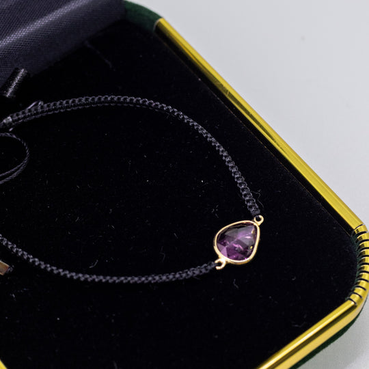 Personalised Gemstone Bracelet in 9ct Gold with Hair-Plated Band