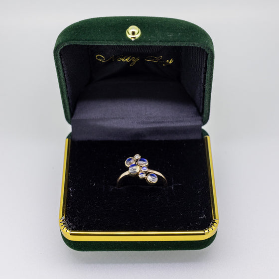 9ct Gold Moonstone & Diamond Bubble Ring