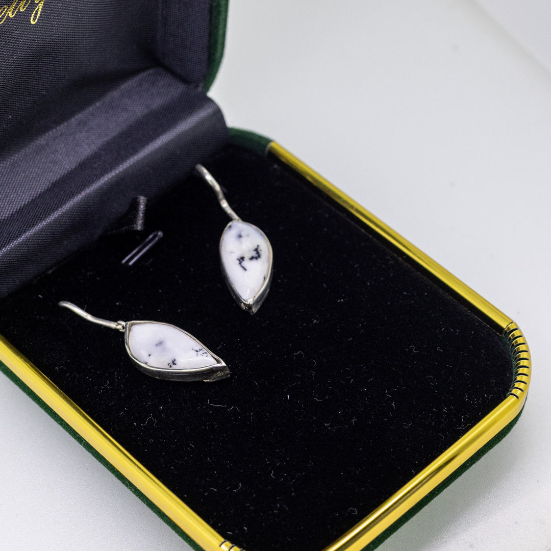 Sterling Silver Moss Agate Earrings
