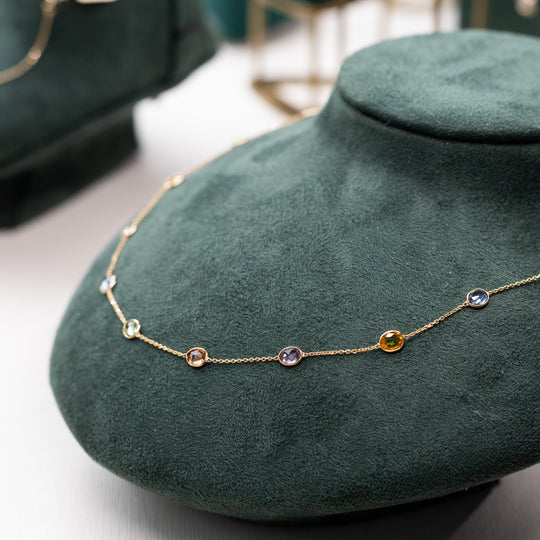 18ct Gold Multi-Coloured Sapphire Necklace