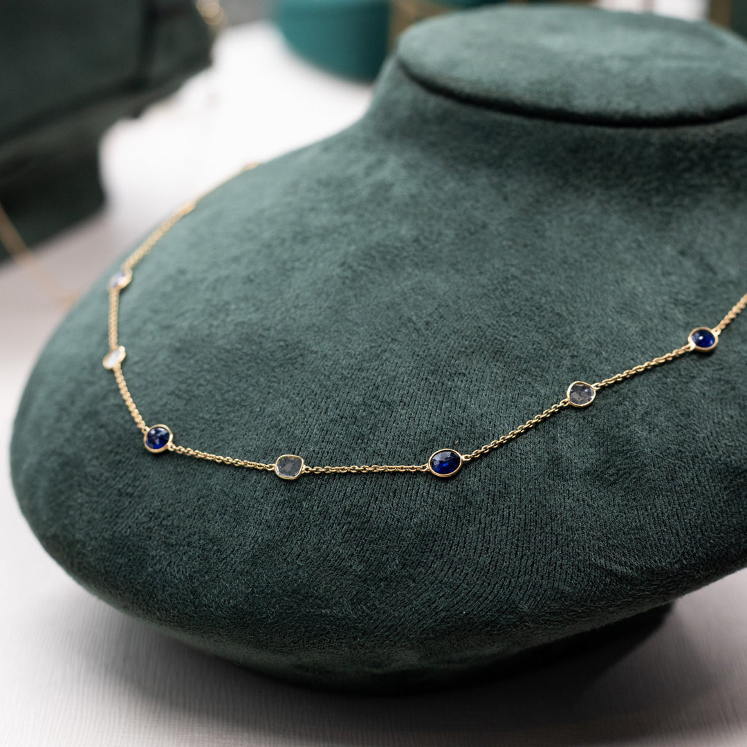 18ct Gold Sapphire & Diamond Necklace