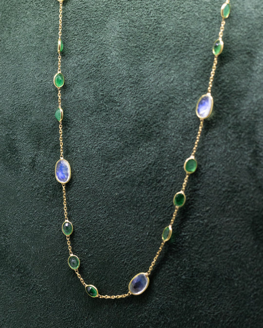 18ct Gold Emerald & Moonstone Necklace